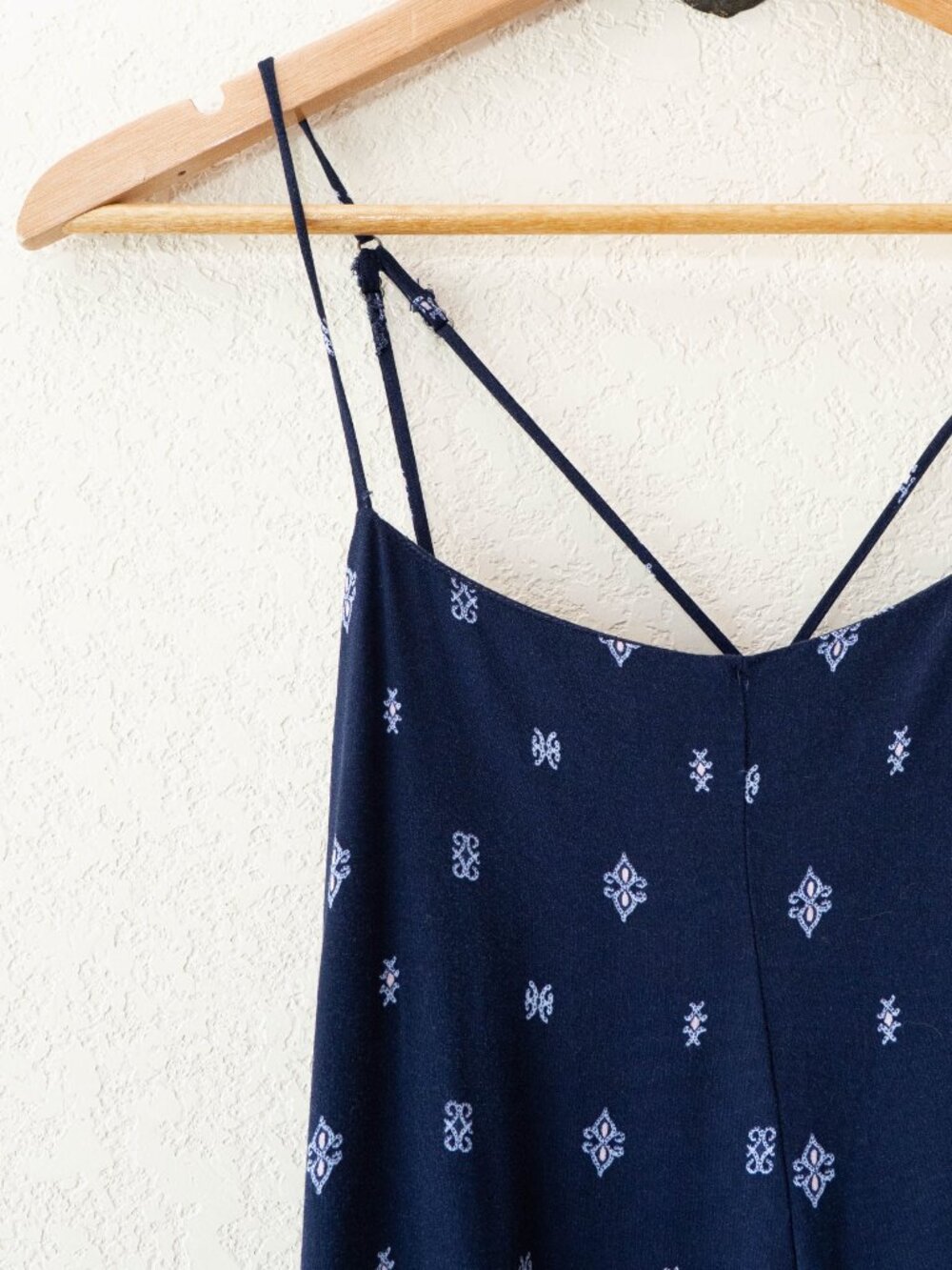 Eyeshadow Wide Leg Jumpsuit XL Blue Boho Print Strappy Back Pockets Flowy Summer - Picture 3 of 12